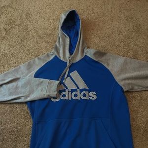 grey and blue adidas hoodie